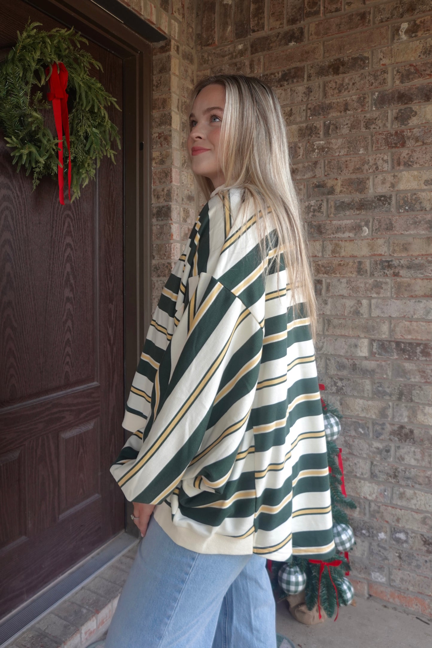 Striped Mock Neck Top