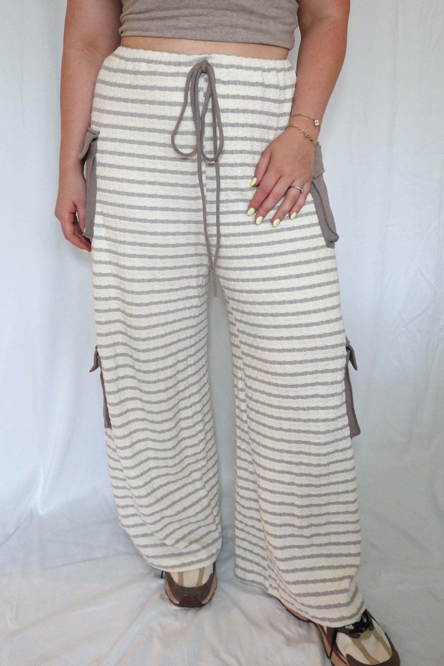 Striped Stretch Cargo Pants
