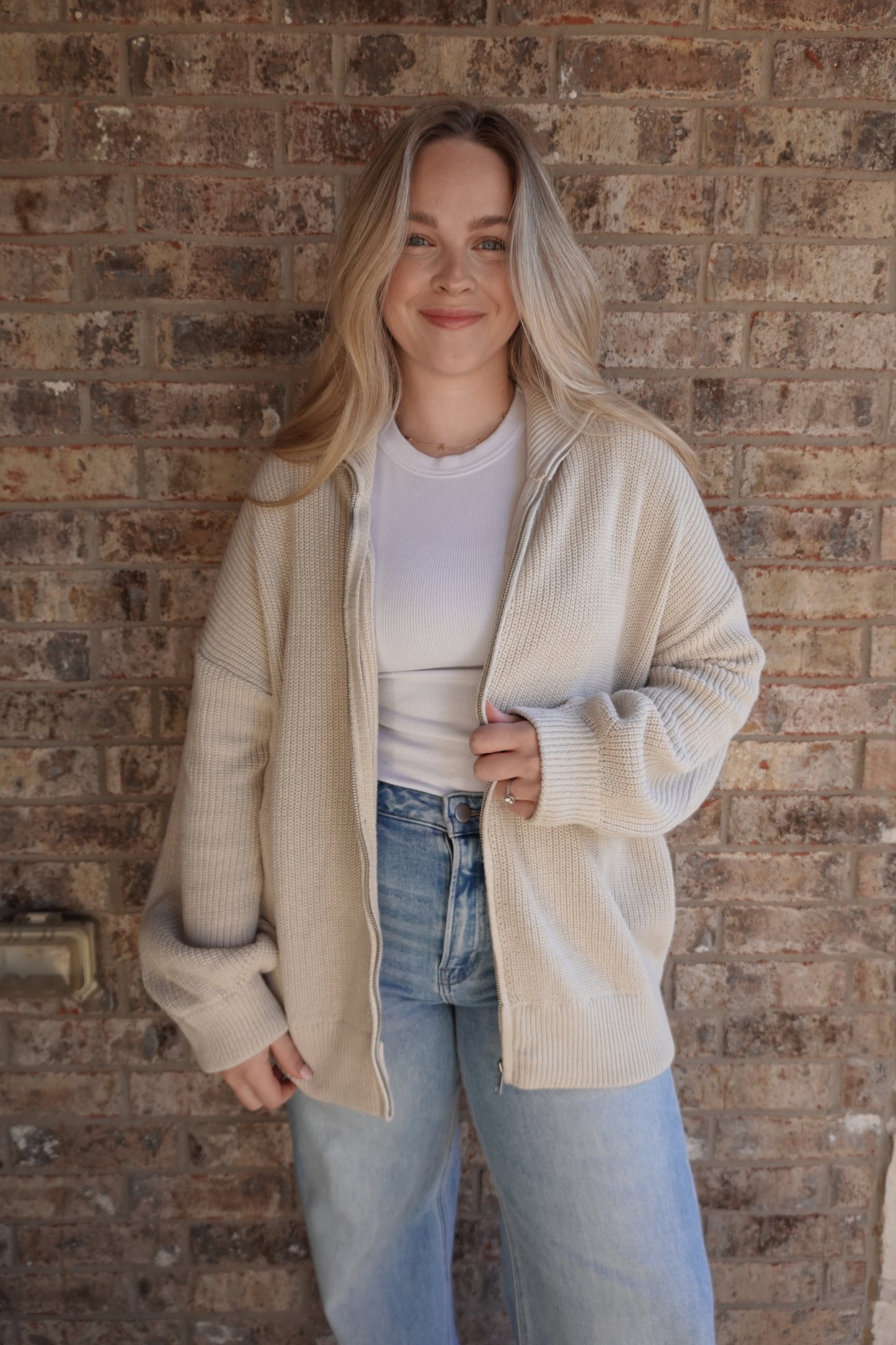 Zip Up Oversized Cardigan