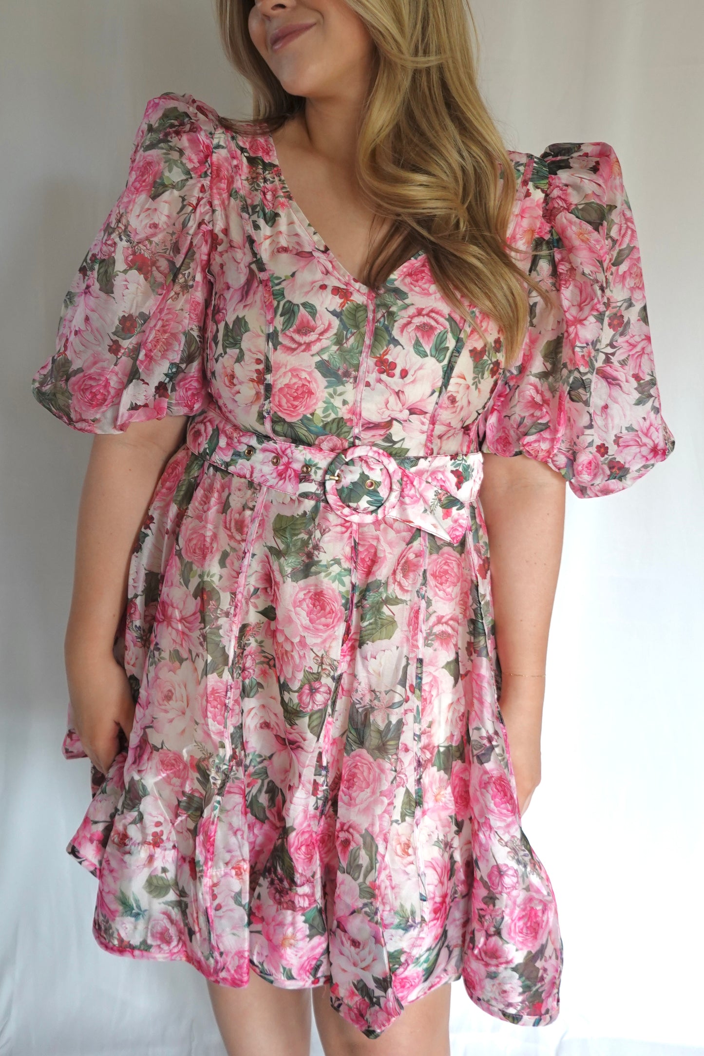 ROSE PUFF SLEEVE DRESS