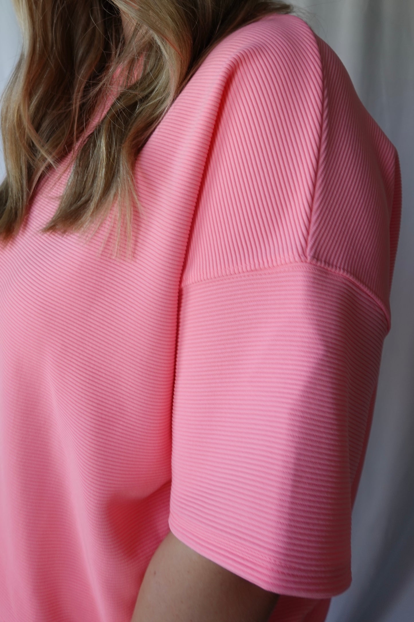 Pink Ribbed Shorts Set