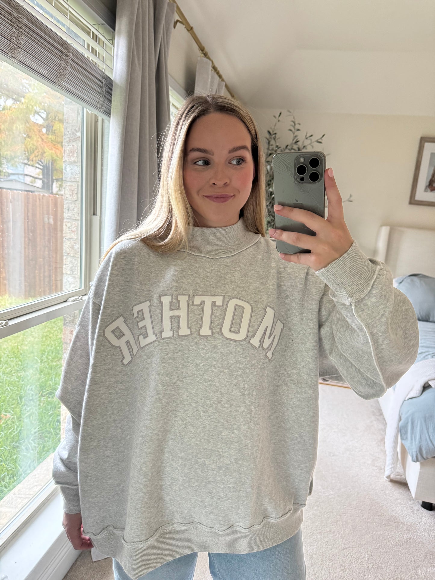 Grey Mother Mock Neck