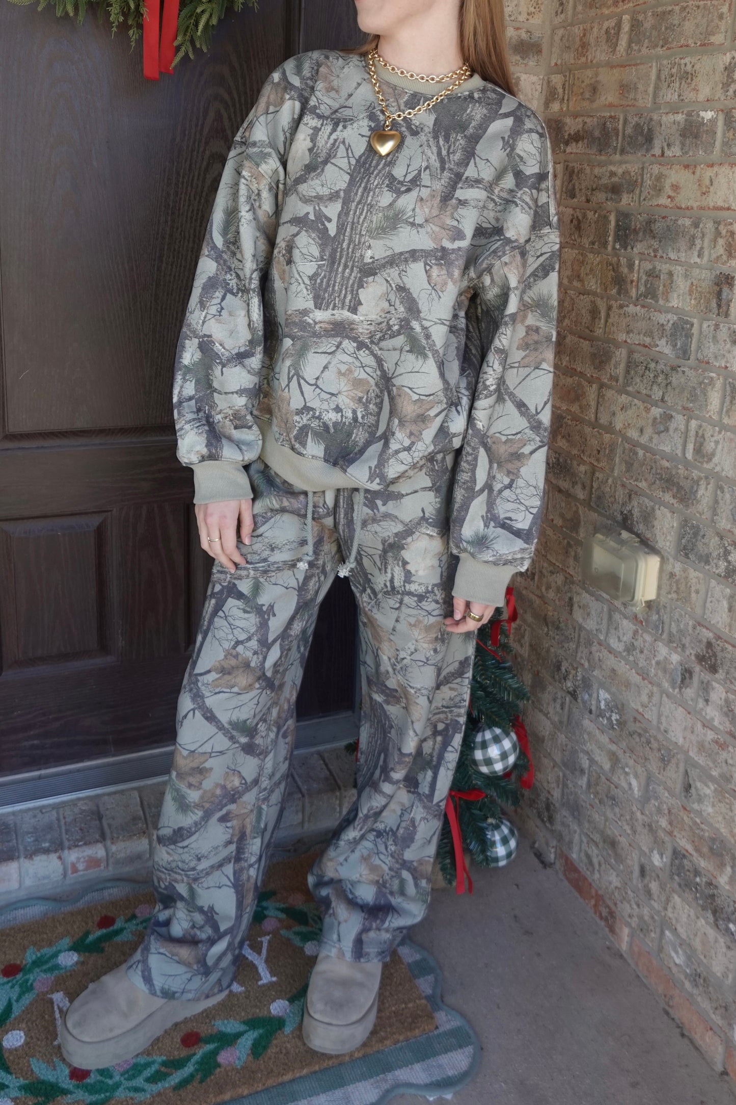 Camo Crewneck + Wide Leg Set