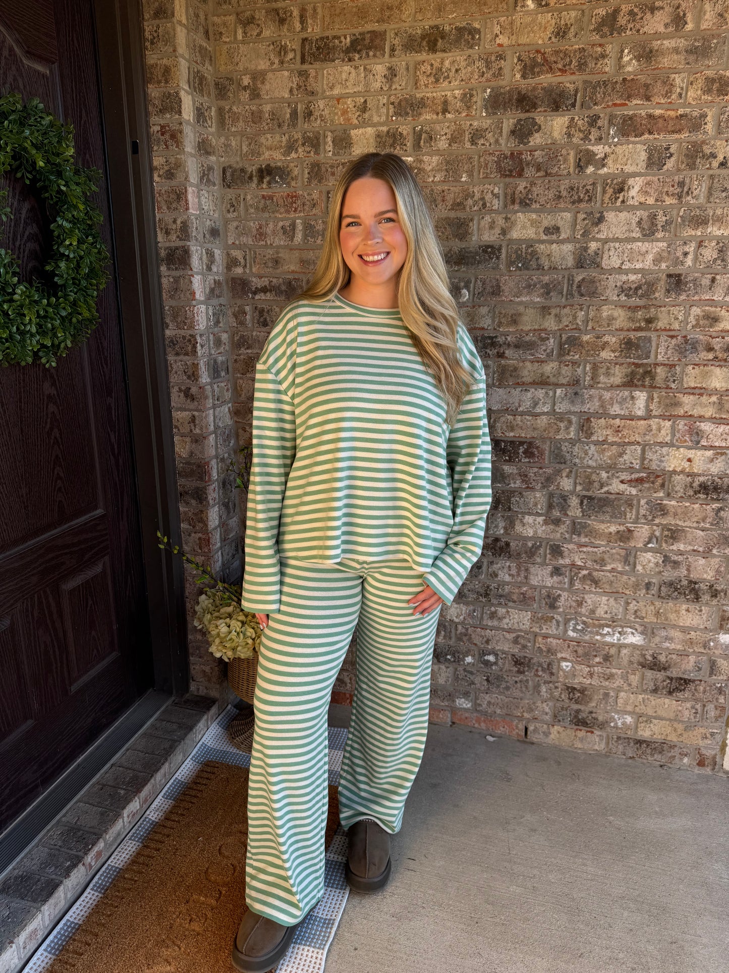 Long Sleeve Striped Stretch Set