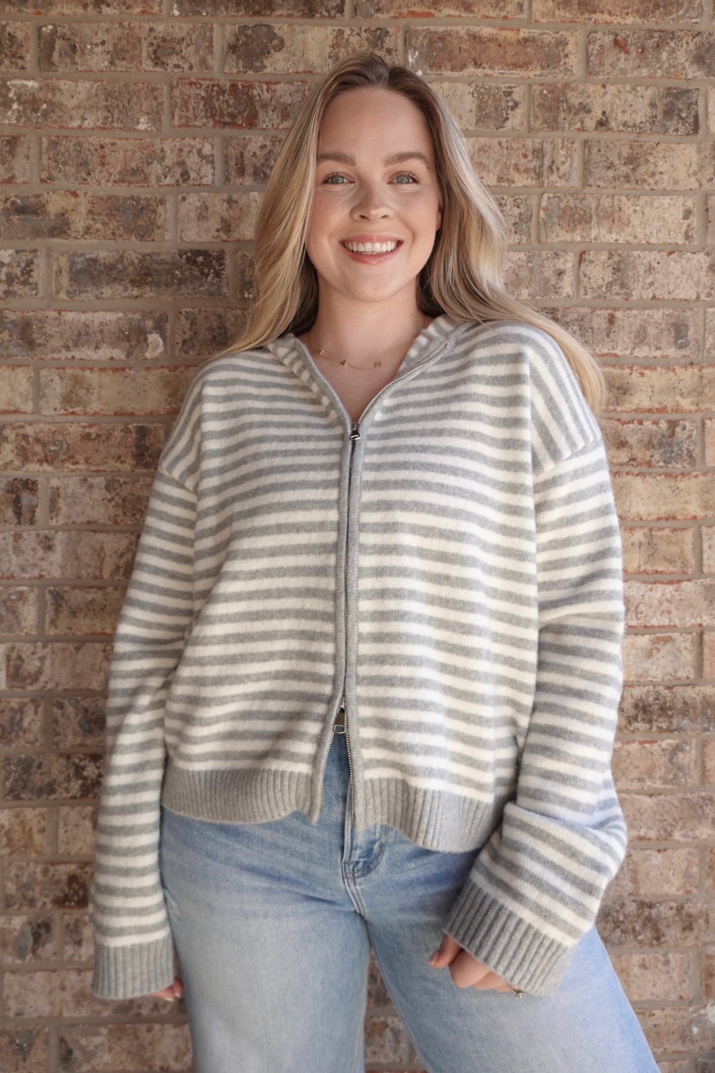 Striped Cardigan Hoodie