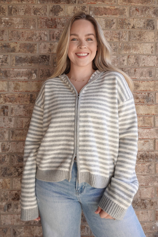 Striped Cardigan Hoodie