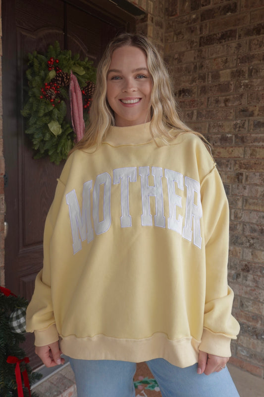 Butter Yellow Mother Mock Neck Sweatshirt