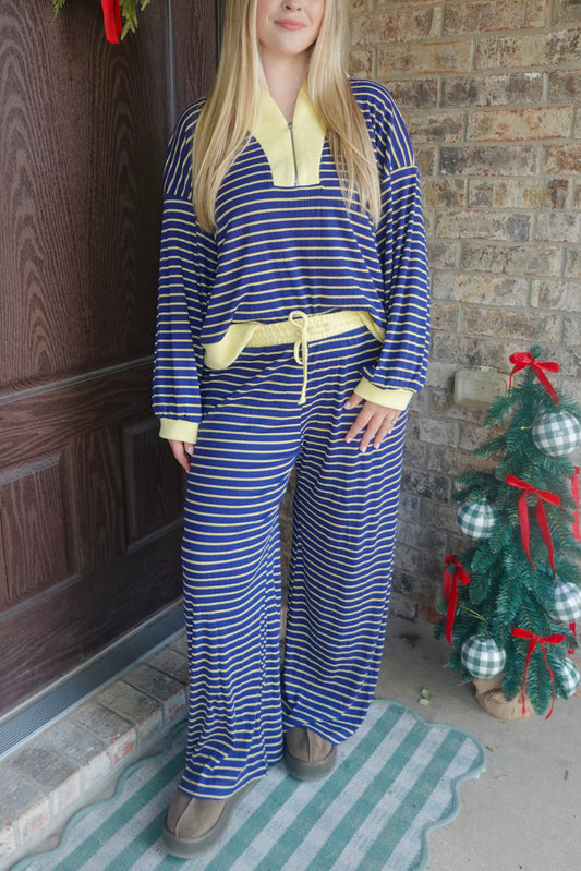 Striped Half Zip Set