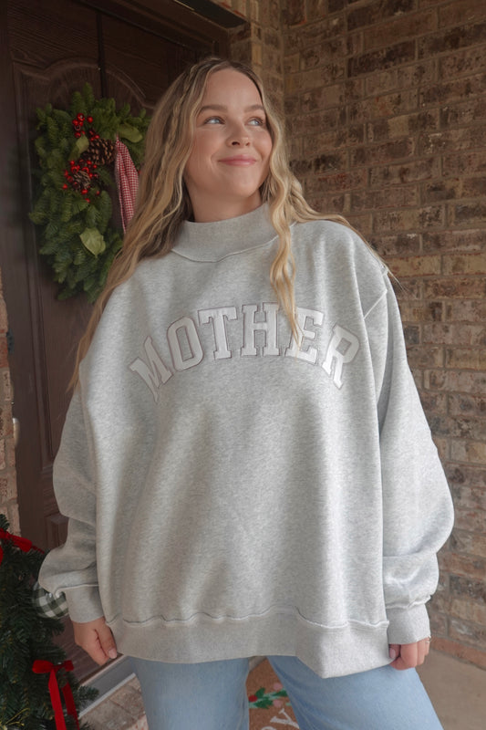 Grey Mother Mock Neck