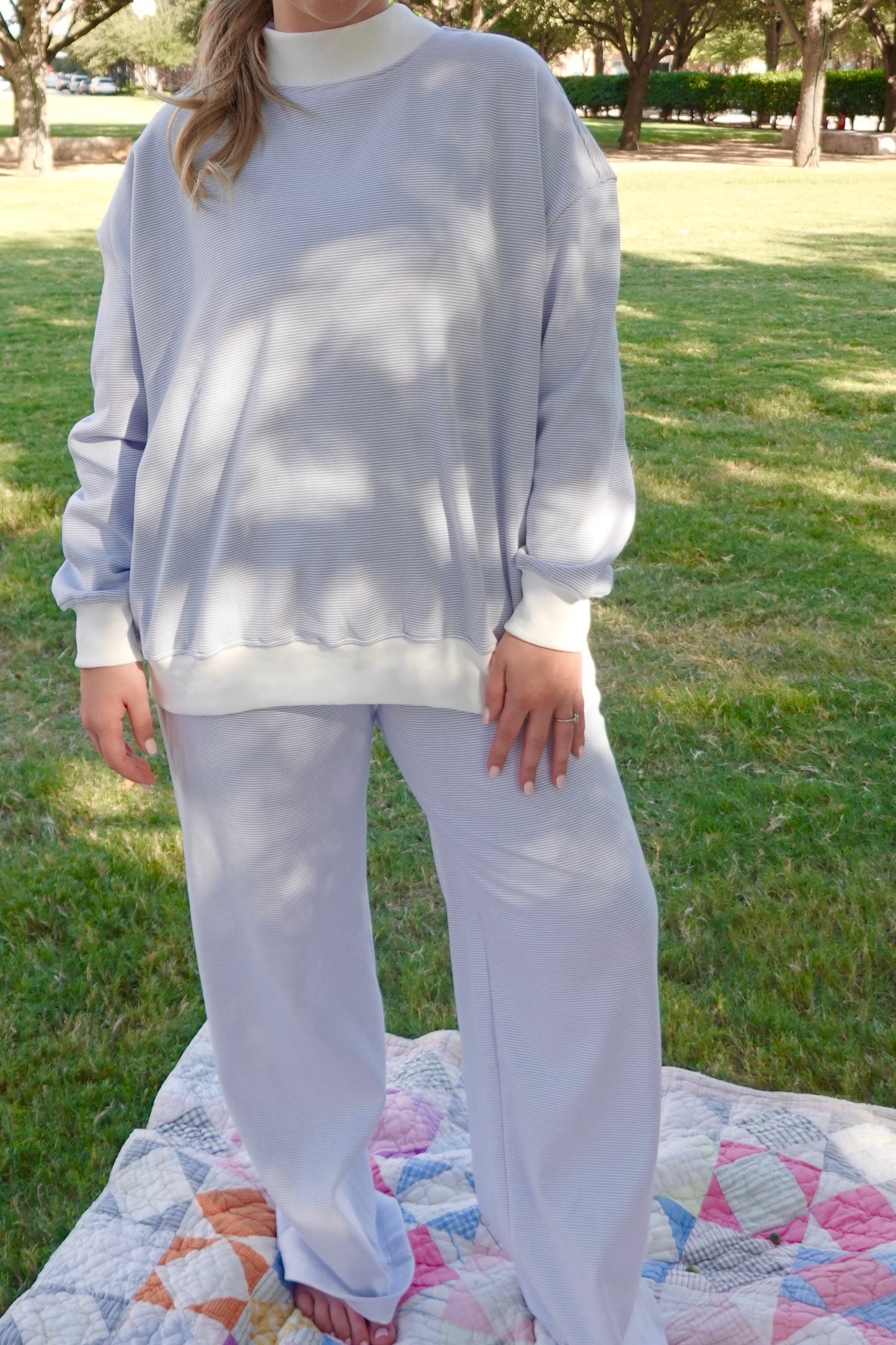 Striped Mock-neck SET