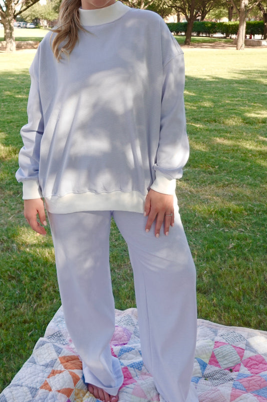 Striped Mock-neck SET