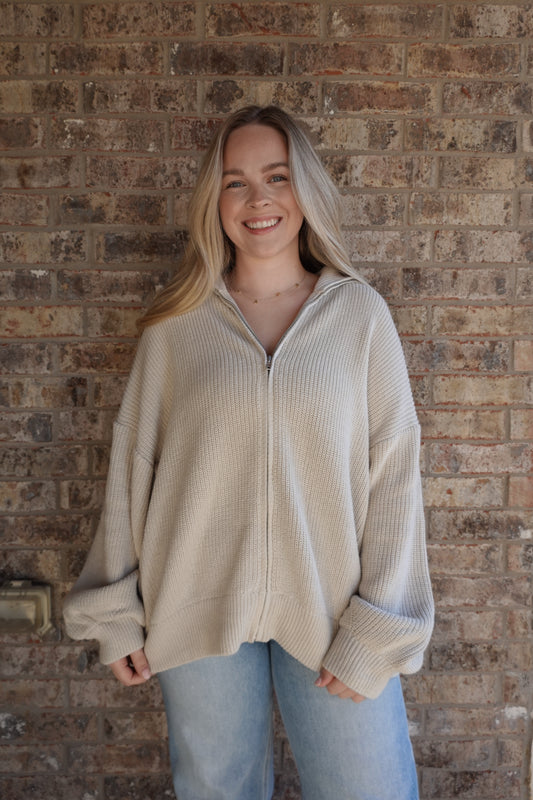 Zip Up Oversized Cardigan