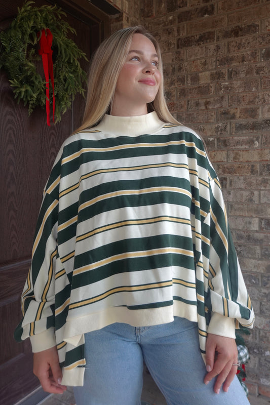 Striped Mock Neck Top