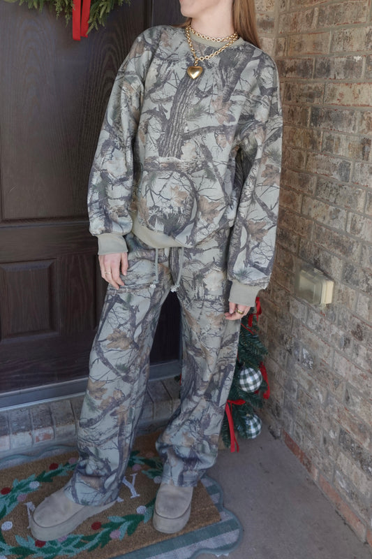 Camo Crewneck + Wide Leg Set